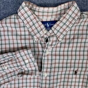 Polo Ralph Lauren Y2K Custom Fit Button Down Oxford Mens 2XL Grandpa Plaid Shirt